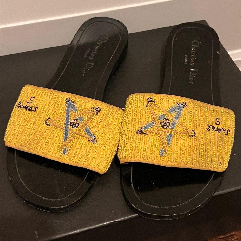 Dior Tarot Embroidered Leather slippers